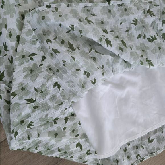 Mikarose The York Maxi Dress White/Green Floral Flutter Sleeve Dress Women Sz S - Picture 12 of 16